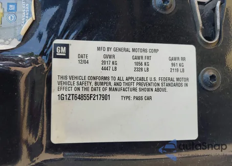 2005 Chevrolet Malibu Maxx Ls z USA, uszkodzony, nr VIN 1G1ZT64855F217901